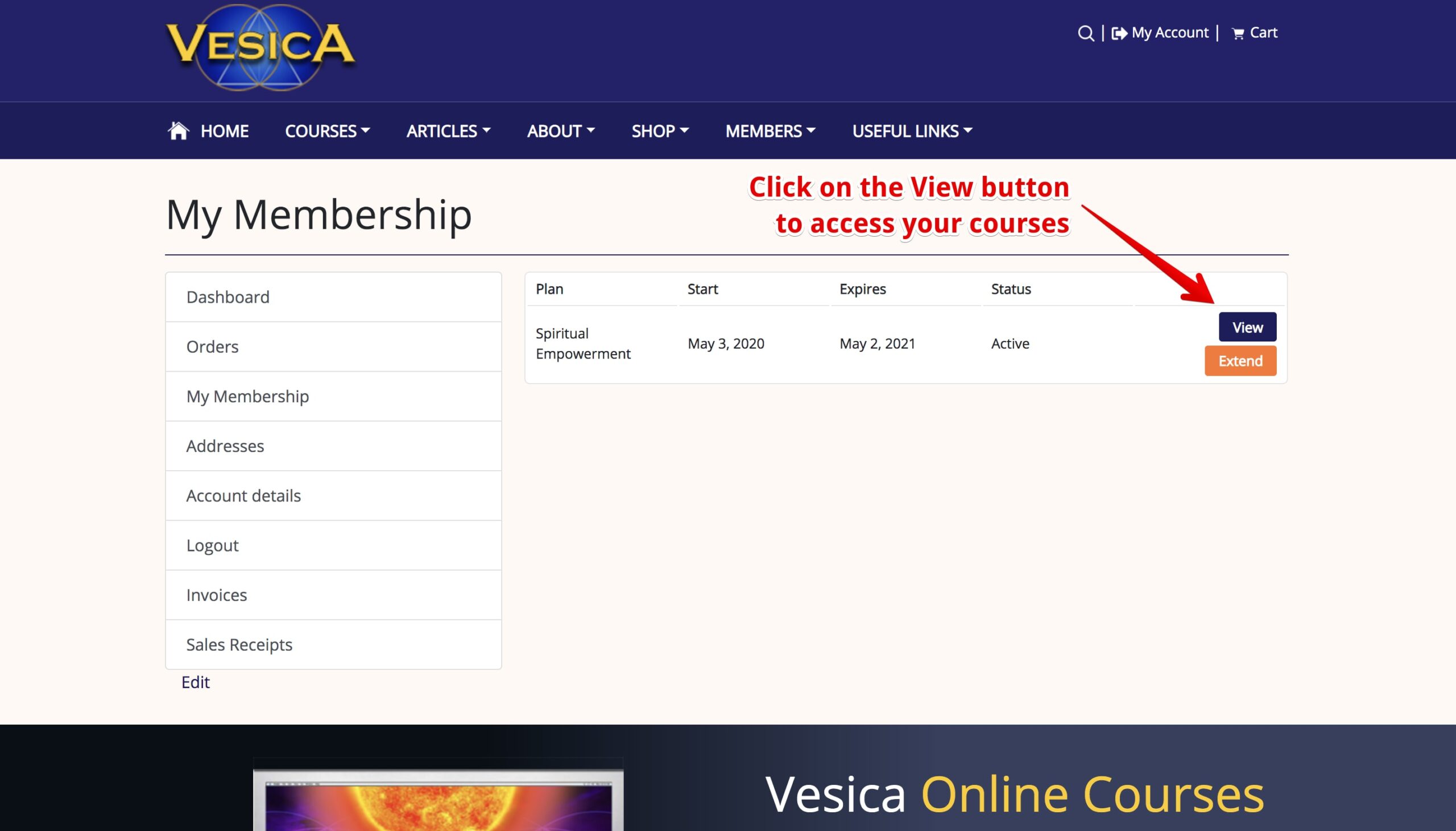 06 how to reset password account access courses How to Reset your Password for your Vesica Website Account Vesica Institute for Holistic Studies Access courses